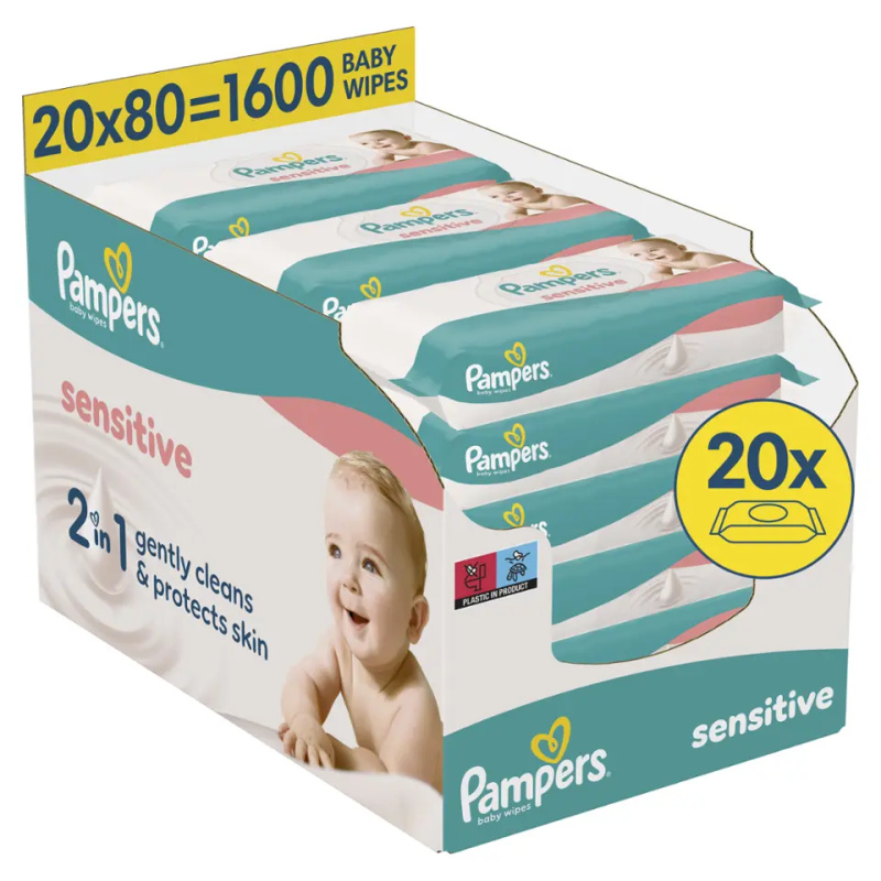 Pampers Vlhčené ubrousky Sensitive 20x 80 ks 1600 ks