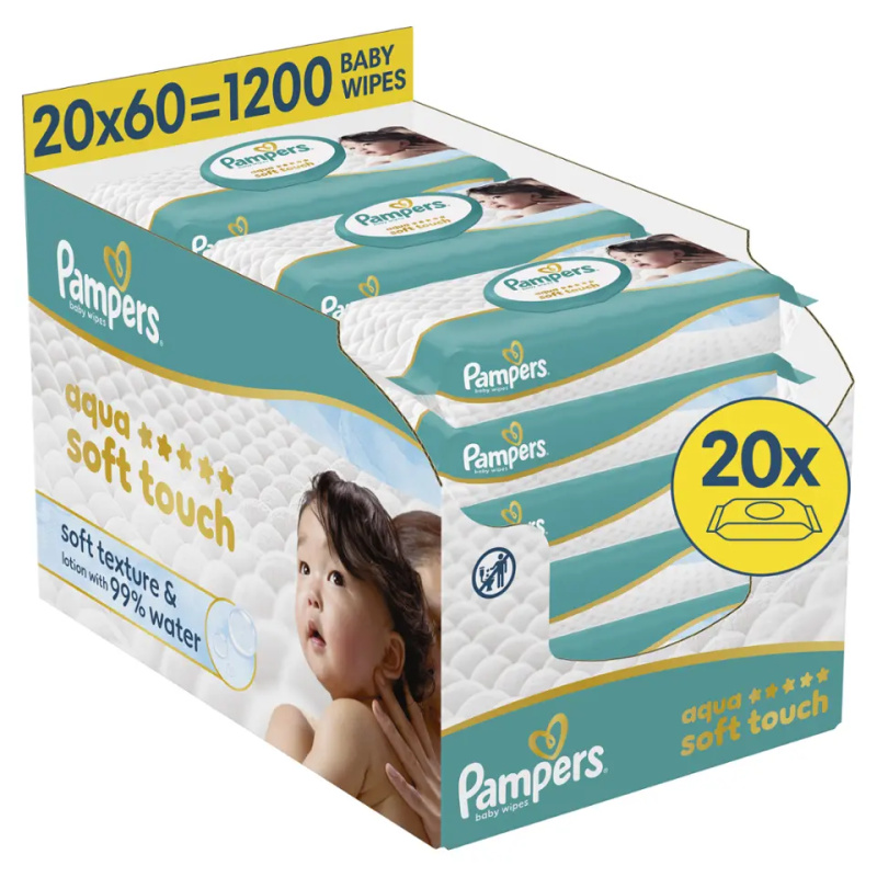 Pampers Vlhčené ubrousky Aqua Soft Touch 20x 60 ks 1200 ks