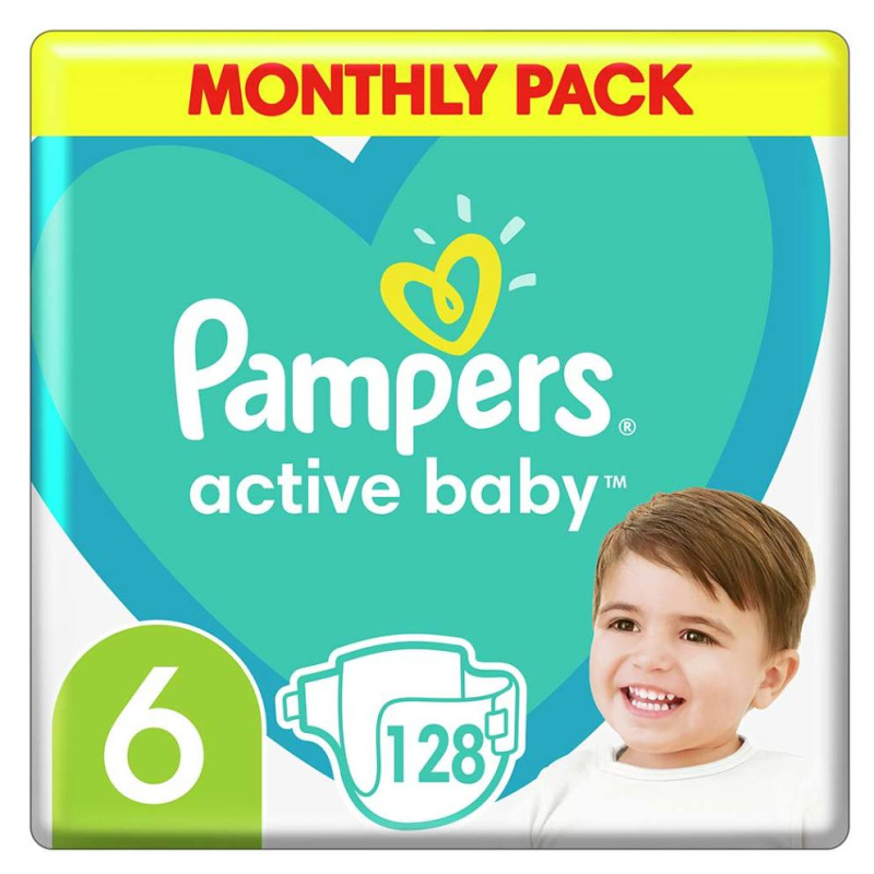 PAMPERS Active Baby 6 velikost 13-18kg 128 kusů