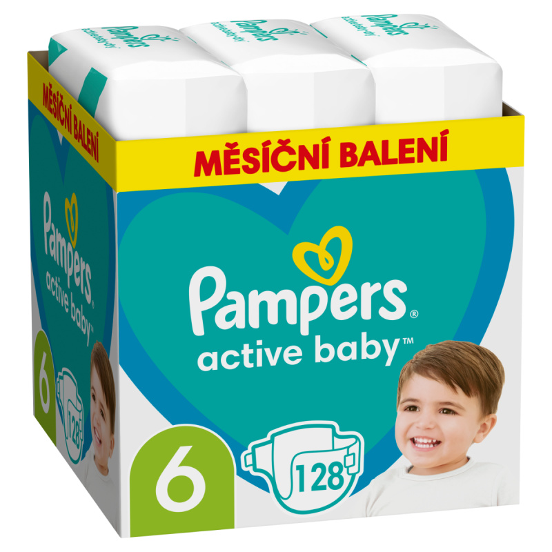 PAMPERS Active Baby 6 velikost 13-18kg 128 kusů