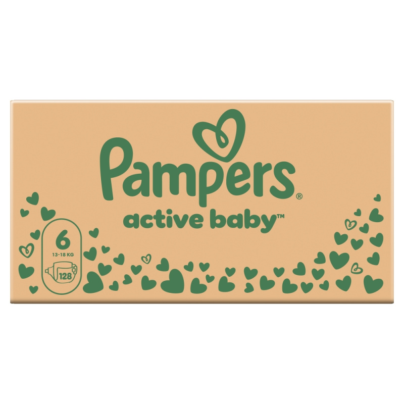 PAMPERS Active Baby 6 velikost 13-18kg 128 kusů