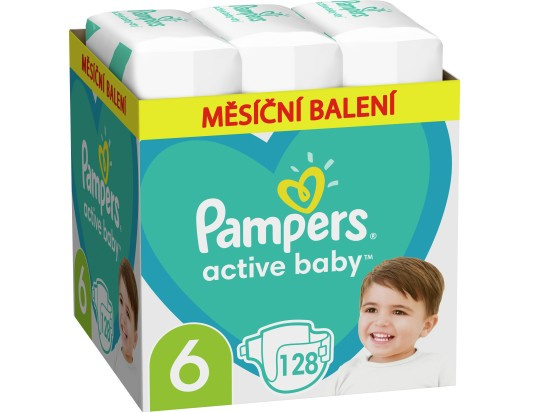 PAMPERS Active Baby 6 velikost 13-18kg 128 kusů
