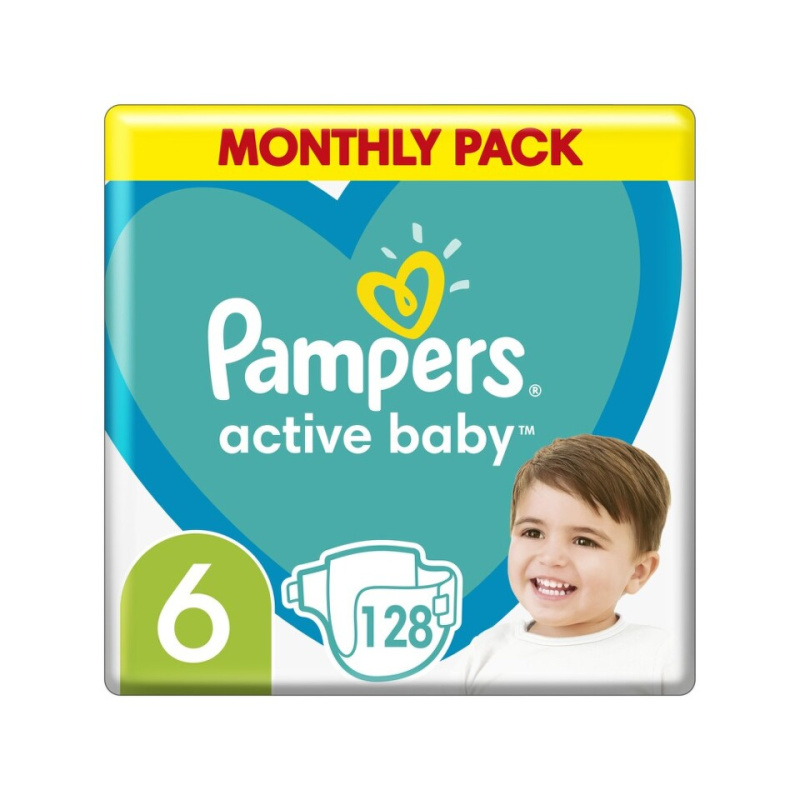 PAMPERS Active Baby 6 velikost 13-18kg 128 kusů