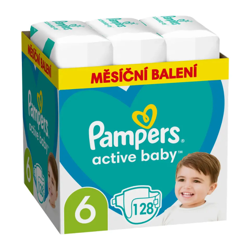 PAMPERS Active Baby 6 velikost 13-18kg 128 kusů