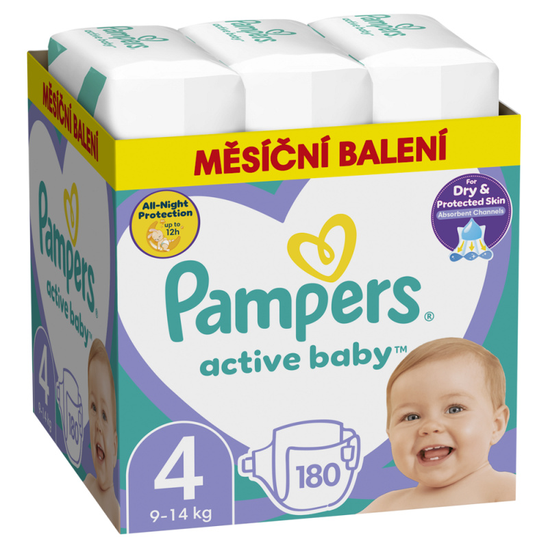 PAMPERS Active Baby 4 velikost 9-14kg 180 kusů