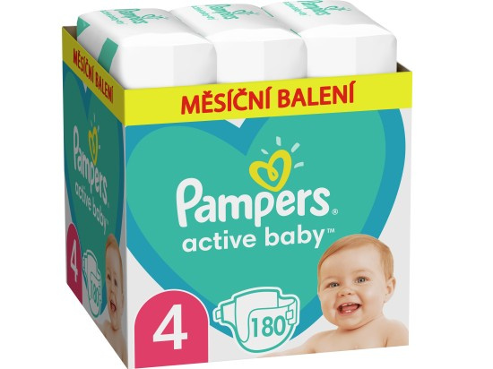 PAMPERS Active Baby 4 velikost 9-14kg 180 kusů