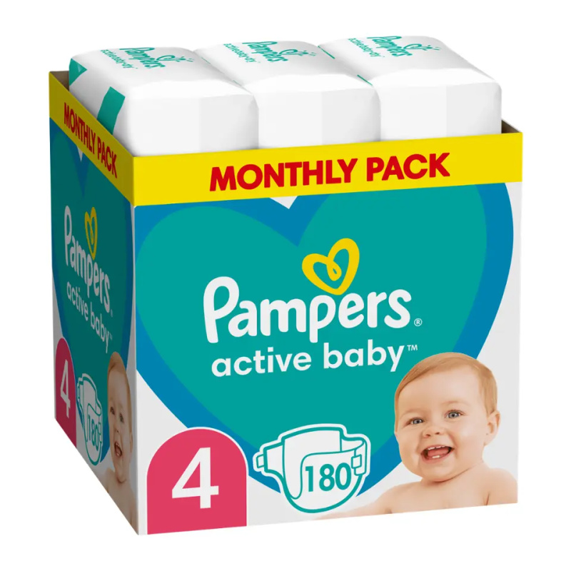 PAMPERS Active Baby 4 velikost 9-14kg 180 kusů
