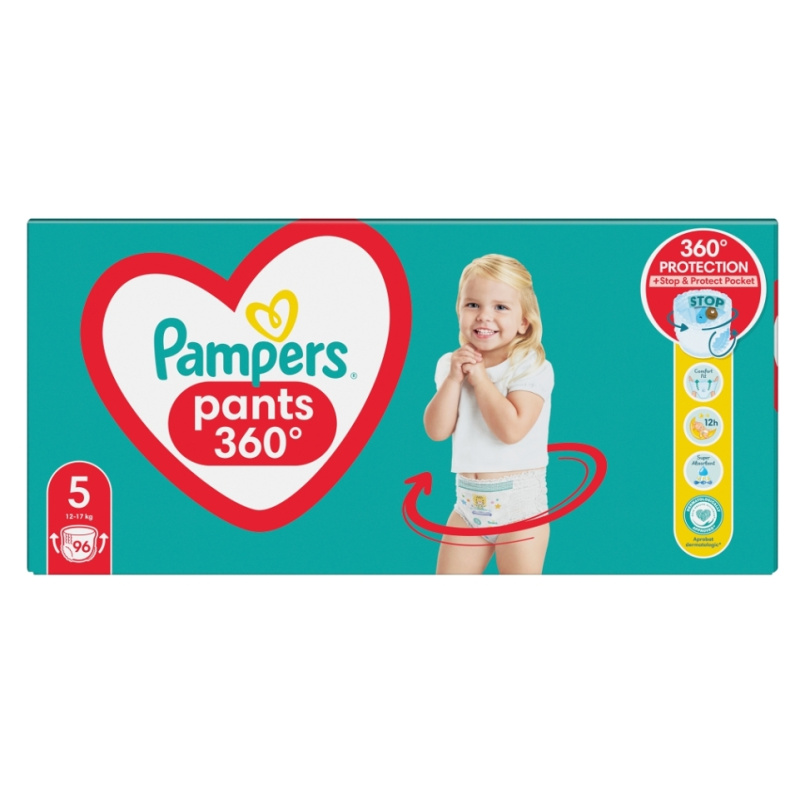 PAMPERS Pants vel.5 Plenkové kalhotky 12-17kg 96 ks