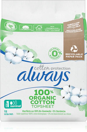 Always Cotton Protection Normal vložky bez parfemace 11 ks