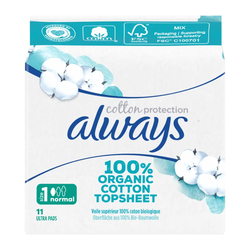 Always Cotton Protection Normal vložky bez parfemace 11 ks