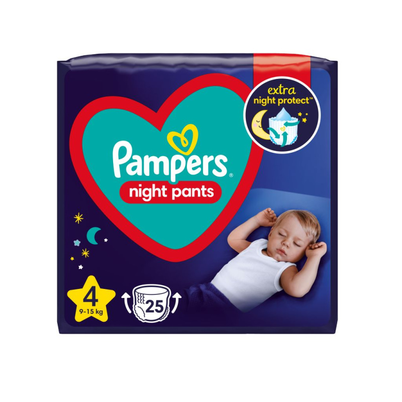 Pampers Night Pants Size 4 jednorázové plenkové kalhotky na noc 9-15 kg 25 ks