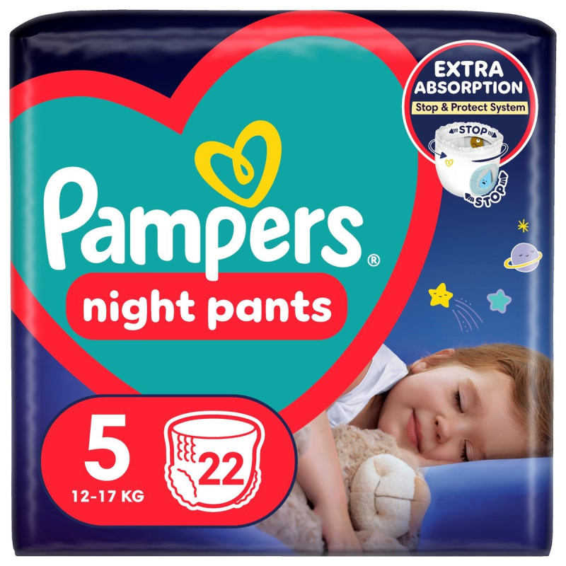 Pampers Night pants plenkové kalhotky 5 (12–17 kg)