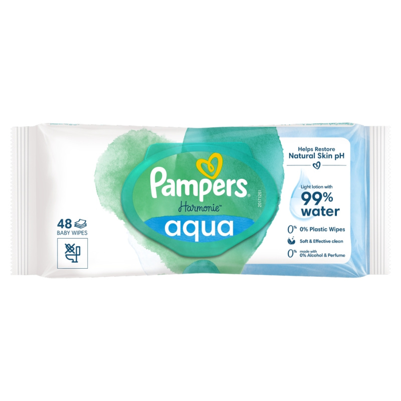 Pampers Harmonie Aqua vlhčené čisticí ubrousky pro děti 48 ks