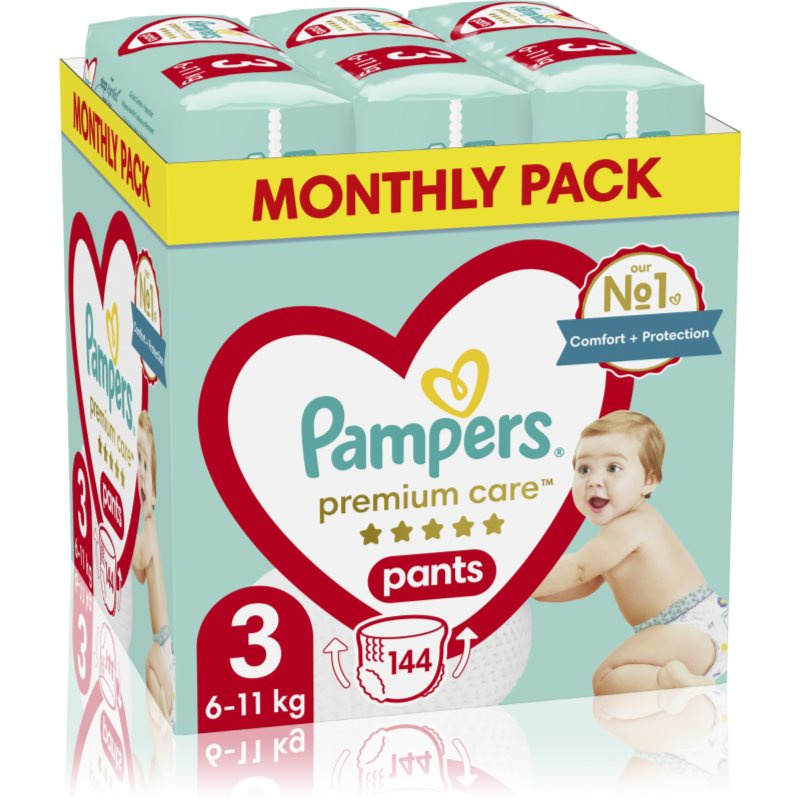 Pampers Premium Care Pants Size 3 plenkové kalhotky 6-11 kg 144 ks