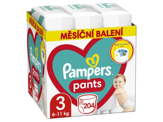 PAMPERS Plenkové kalhotky vel. 3 box 6-11 kg 204 ks