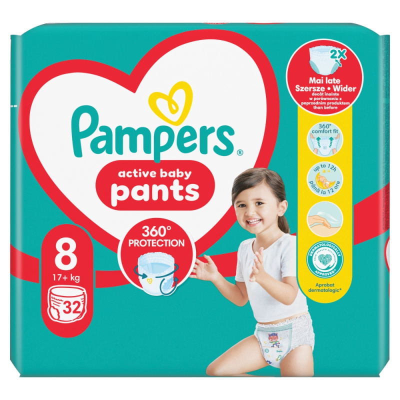 Pampers Pants vel. 8 Jumbo Pack 17+ kg plenkové kalhotky 32 ks