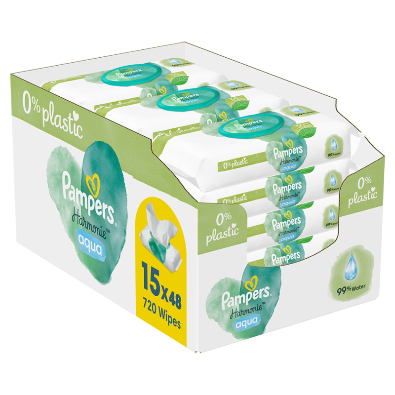 Pampers Harmonie Aqua vlhčené čisticí ubrousky pro děti 15x48 ks