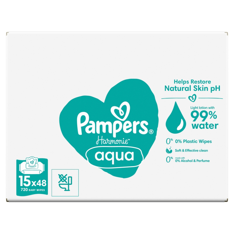 Pampers Harmonie Aqua vlhčené čisticí ubrousky pro děti 15x48 ks