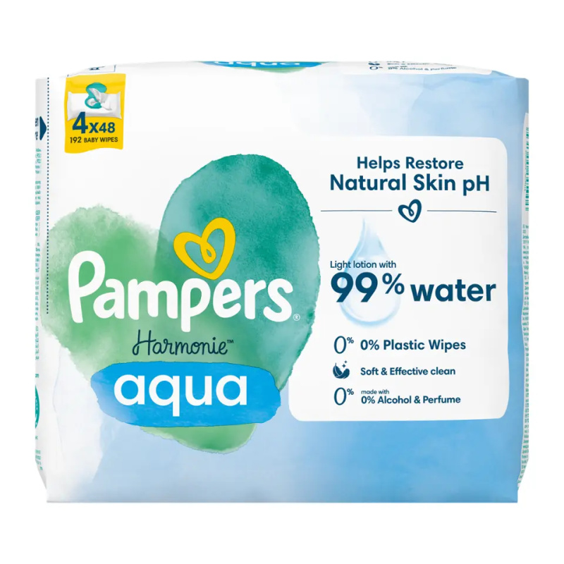 Pampers Harmonie Aqua vlhčené čisticí ubrousky pro děti 4x48 ks