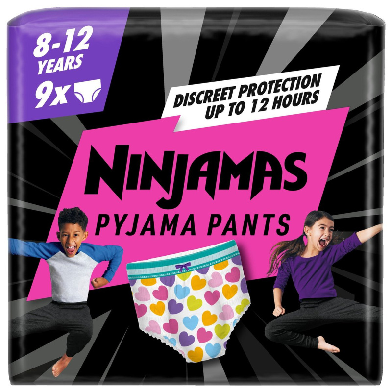Ninjamas Pyjama Pants srdíčka plenkové kalhotky 8–12 let (27–43 kg)