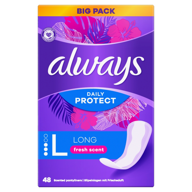 Always Daily Protect Long Fresh Scent slipové vložky s parfemací 48 ks
