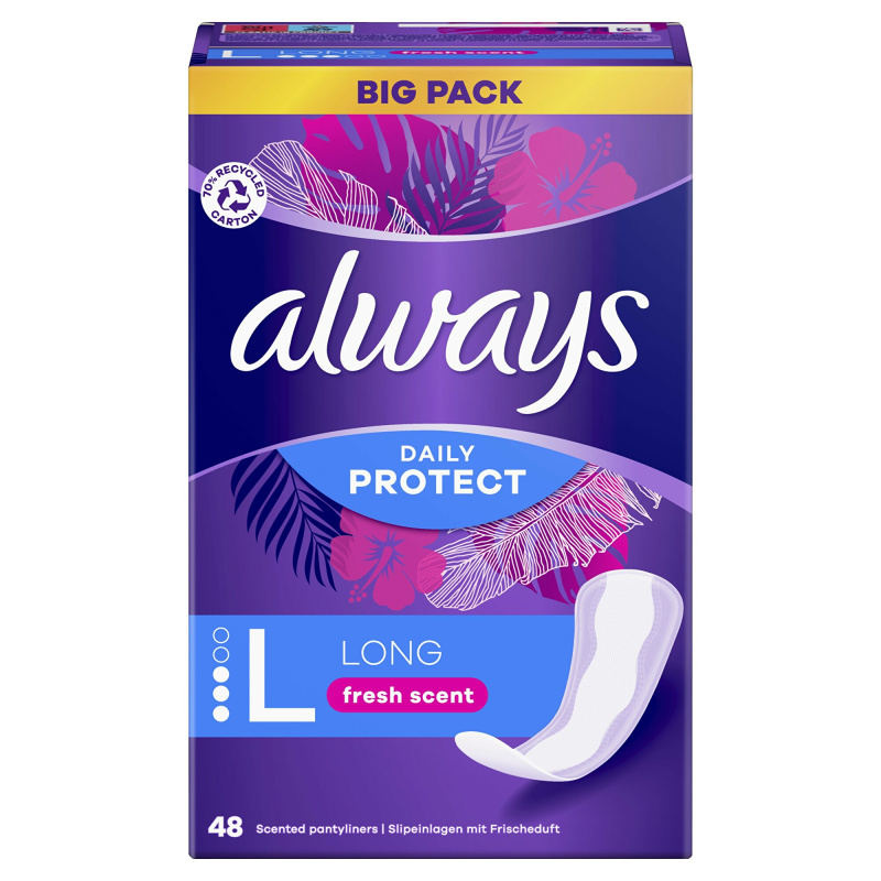 Always Daily Protect Long Fresh Scent slipové vložky s parfemací 48 ks