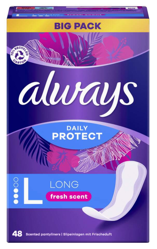 Always Daily Protect Long Fresh Scent slipové vložky s parfemací 48 ks