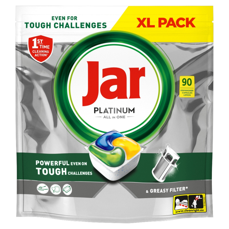 JAR Tablety do myčky Platinum All-in-One Yellow 90 ks
