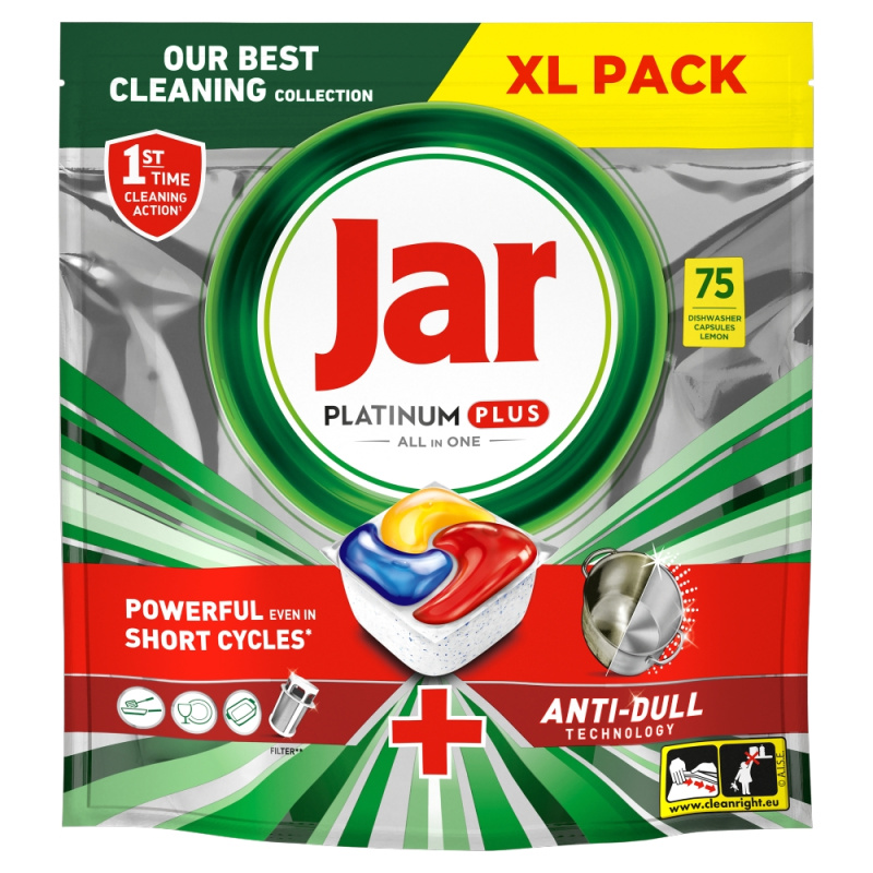 JAR Tablety do myčky Platinum Plus All-in-One Yellow 75 ks