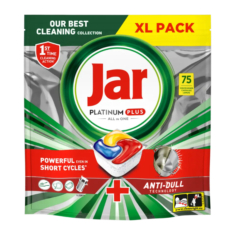 JAR Tablety do myčky Platinum Plus All-in-One Yellow 75 ks