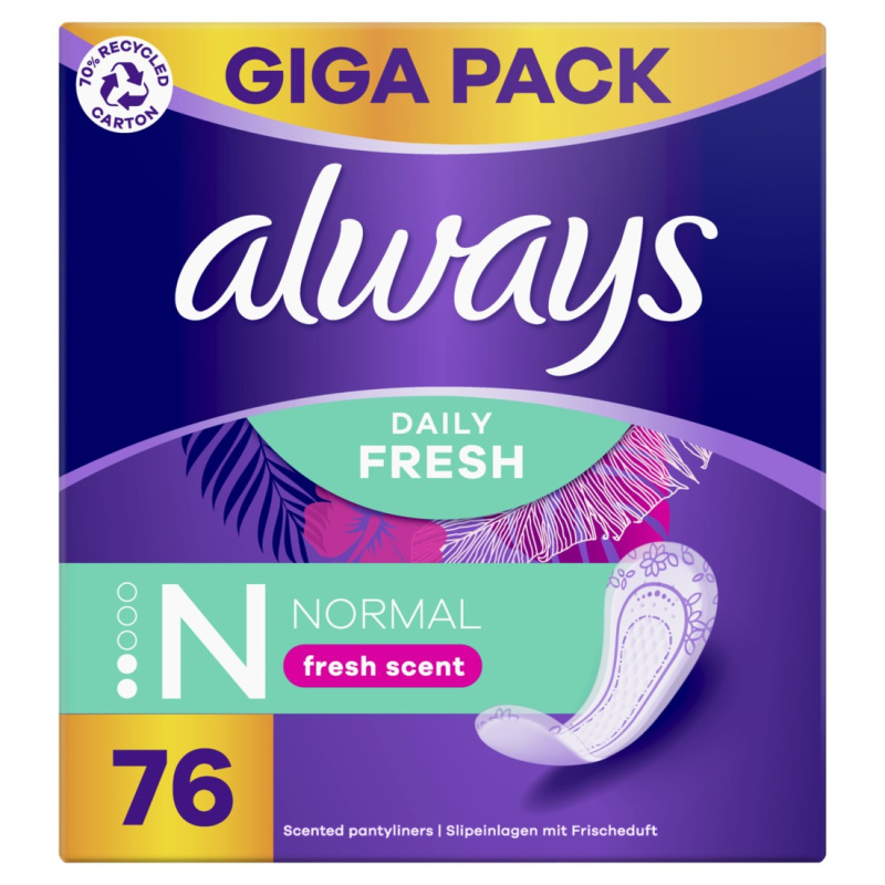 Always Daily Fresh Normal slipové vložky s parfemací 76 ks