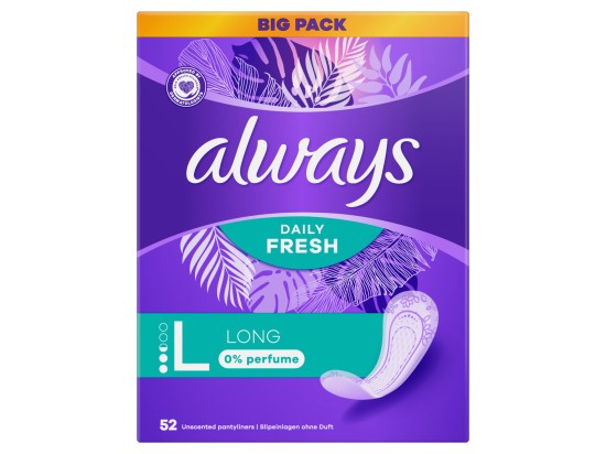 Always Daily Fresh Long slipové vložky bez parfemace 52 ks
