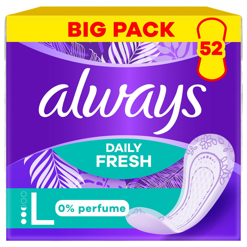 Always Daily Fresh Long slipové vložky bez parfemace 52 ks