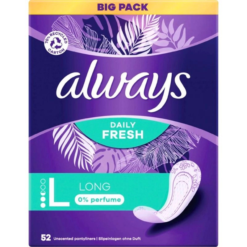 Always Daily Fresh Long slipové vložky bez parfemace 52 ks