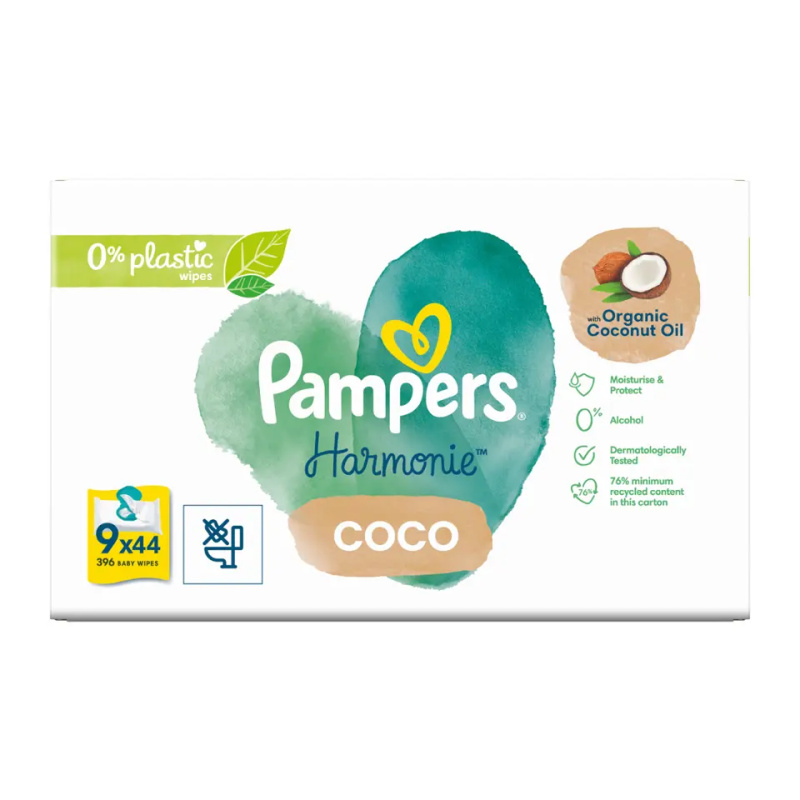 Pampers Dětské čisticí ubrousky Harmonie Coco 396 ks 396 ks