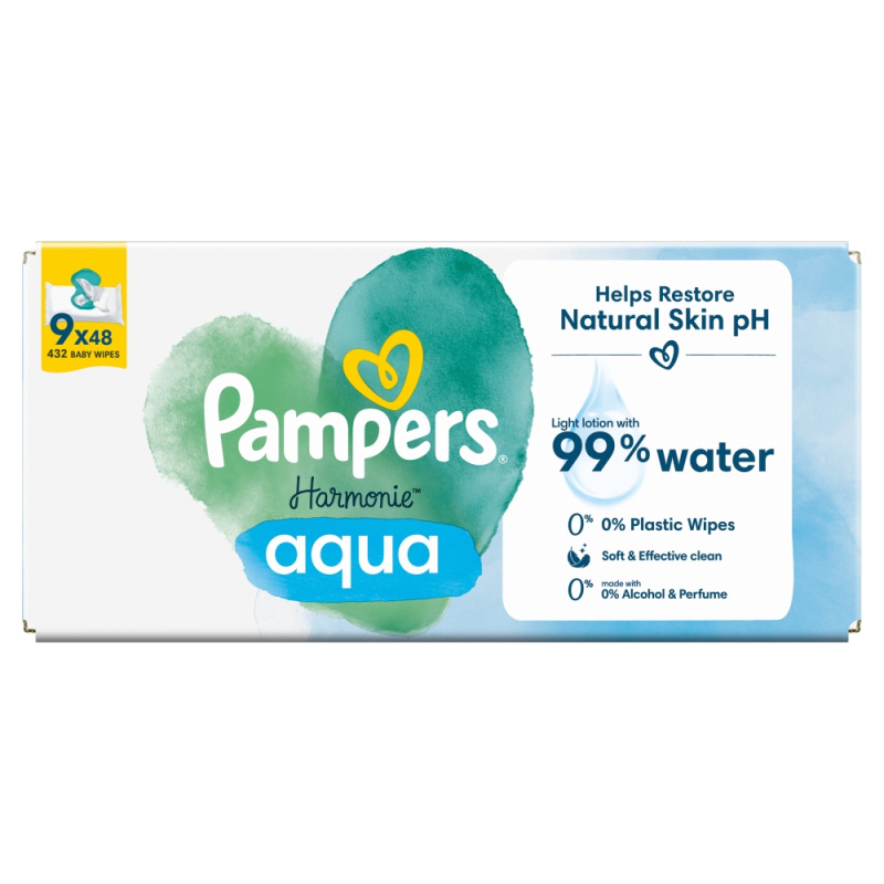 Pampers Harmonie Aqua vlhčené čisticí ubrousky pro děti 9x48 ks