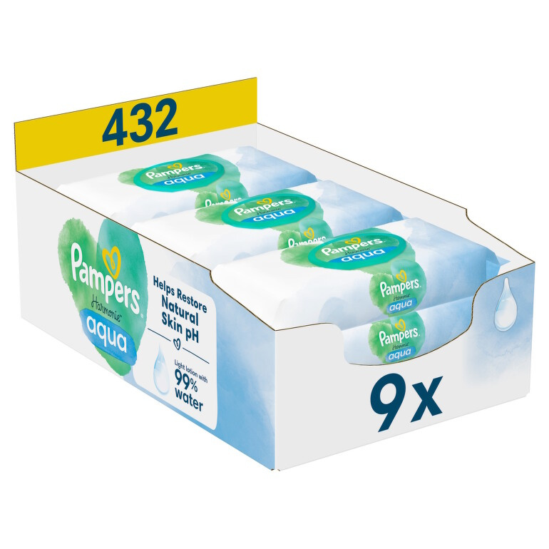 Pampers Harmonie Aqua vlhčené čisticí ubrousky pro děti 9x48 ks