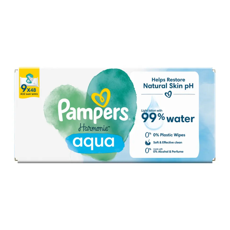 Pampers Harmonie Aqua vlhčené čisticí ubrousky pro děti 9x48 ks