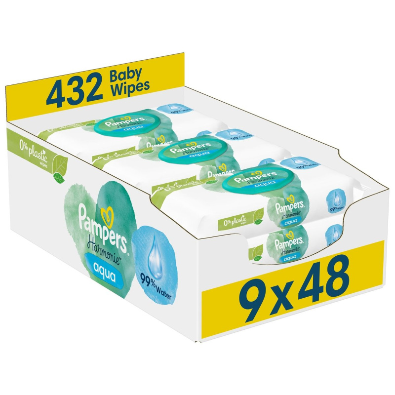 Pampers Harmonie Aqua vlhčené čisticí ubrousky pro děti 9x48 ks