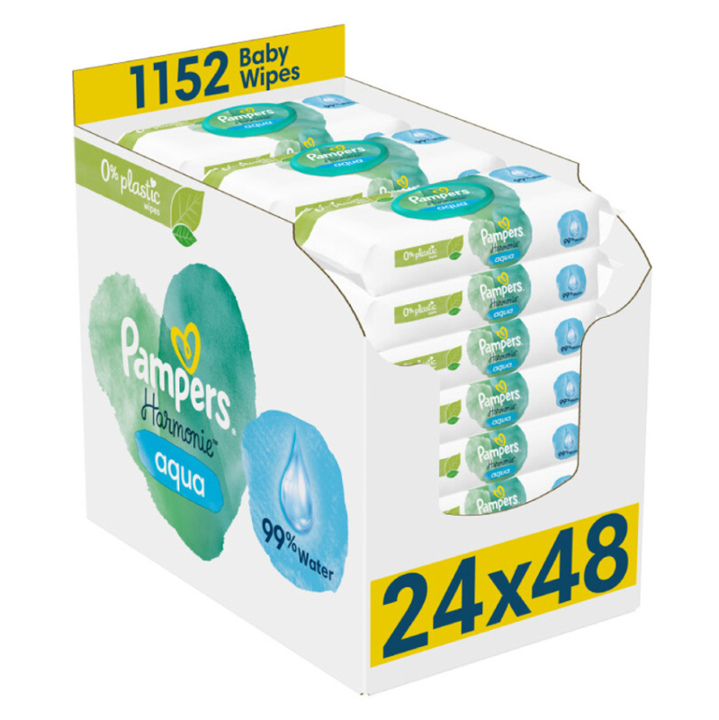 Pampers Harmonie Aqua vlhčené čisticí ubrousky pro děti 24x48 ks