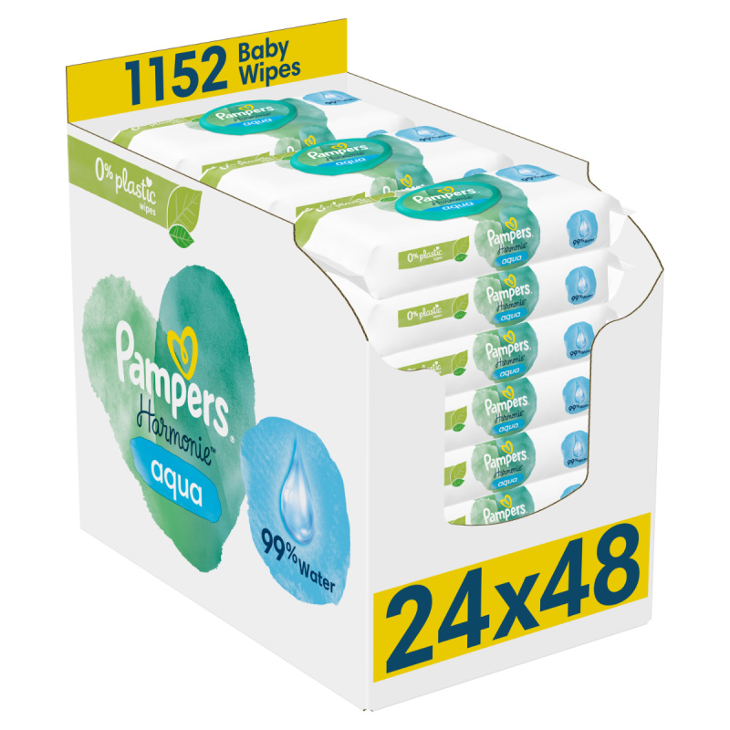 Pampers Harmonie Aqua vlhčené čisticí ubrousky pro děti 24x48 ks