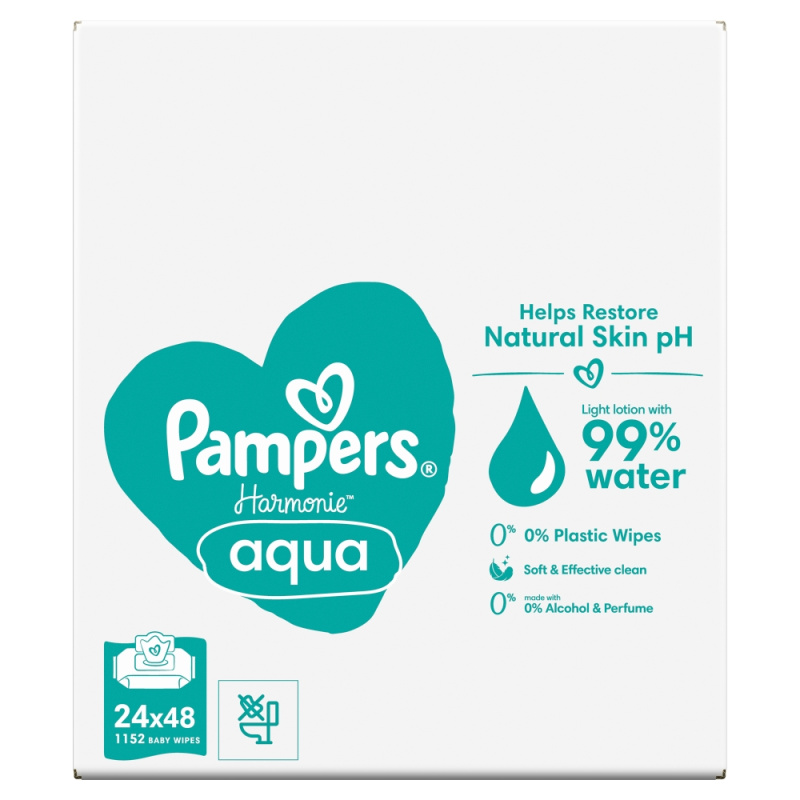 Pampers Harmonie Aqua vlhčené čisticí ubrousky pro děti 24x48 ks