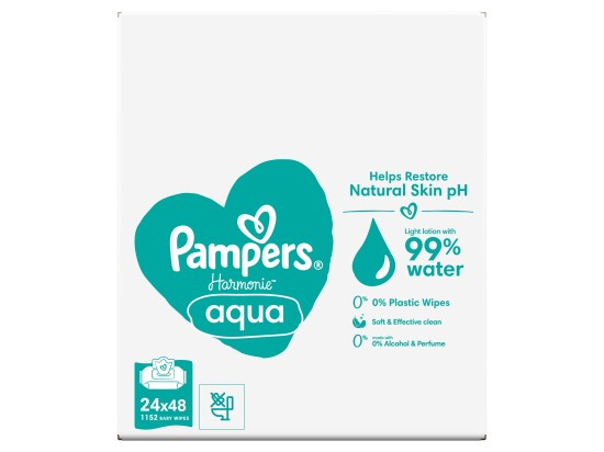 Pampers Harmonie Aqua vlhčené čisticí ubrousky pro děti 24x48 ks