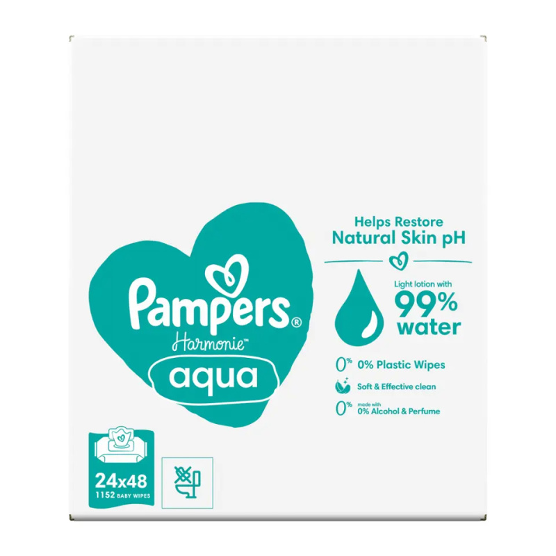 Pampers Harmonie Aqua vlhčené čisticí ubrousky pro děti 24x48 ks