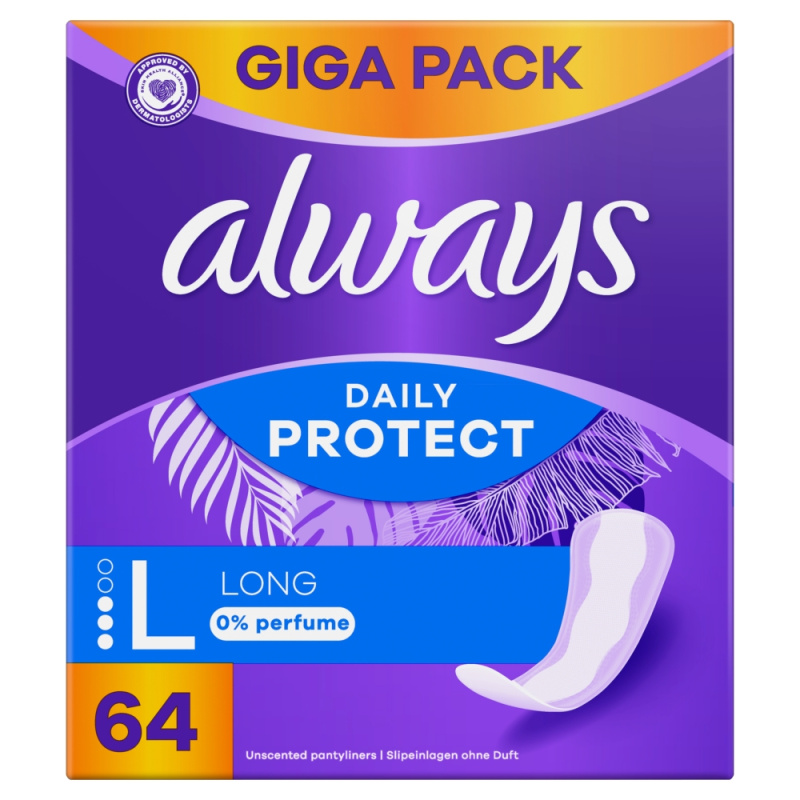 Always Daily Protect Long slipové vložky bez parfemace 64 ks