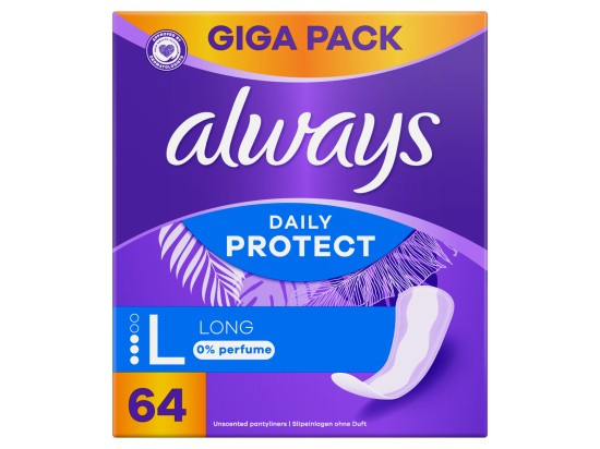 Always Daily Protect Long slipové vložky bez parfemace 64 ks