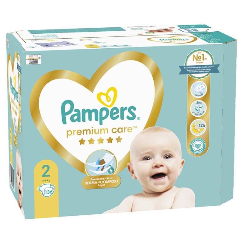 PAMPERS Premium care vel. 2 mega box 4-8 kg 136 ks