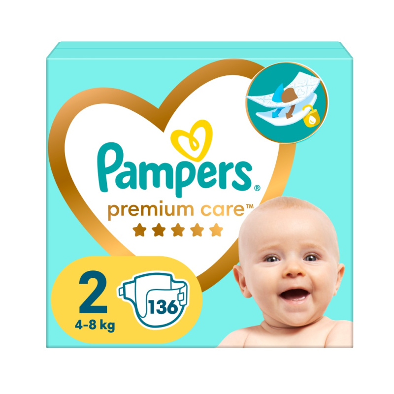 PAMPERS Premium care vel. 2 mega box 4-8 kg 136 ks