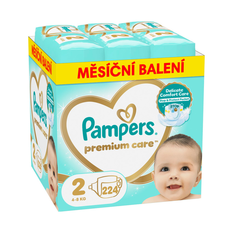 PAMPERS Premium Care monthly velikost 2 plenky 4-8kg 224 ks