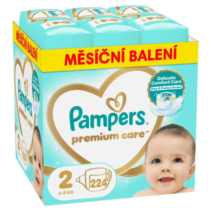 PAMPERS Premium Care monthly velikost 2 plenky 4-8kg 224 ks